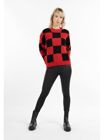 myMo ROCKS Damen Strickpullover in Rot Schwarz
