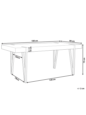 Beliani Esszimmertisch ADENA in Braun/Schwarz - (W) 90 x (H) 75 x (L) 180 cm