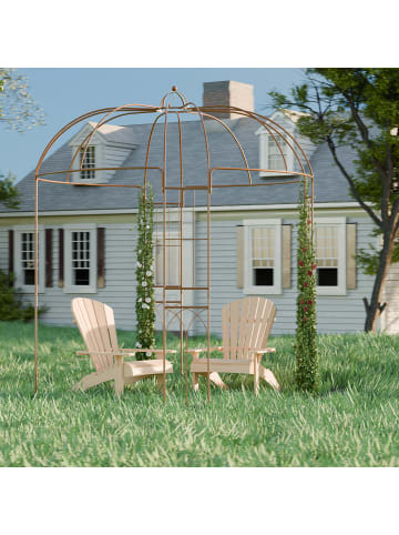 relaxdays Rosenpavillon in Braun - (B)211 x (H)269 x (T)211 cm