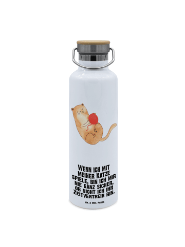 Mr. & Mrs. Panda Thermosflasche Katze Wolle mit Spruch in Weiß