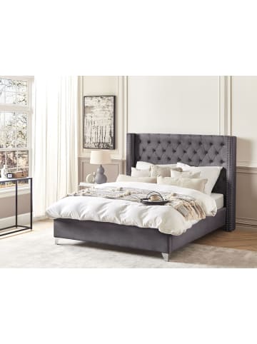 Beliani Doppelbett LUBBON in Grau/Silber - (W) 189 x (H) 142 x (L) 215 cm