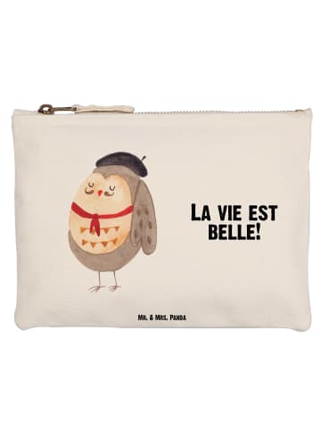 Mr. & Mrs. Panda Schminktasche Eule Frankreich mit Spruch in Weiß