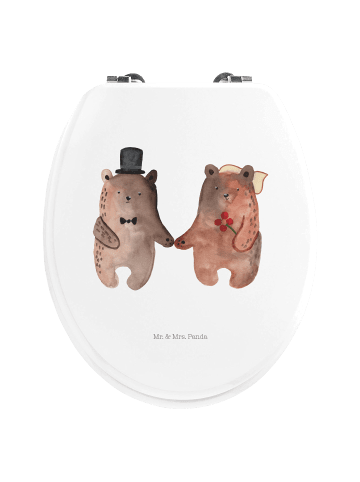 Mr. & Mrs. Panda Toilettendeckel Bär Heirat ohne Spruch in Weiß