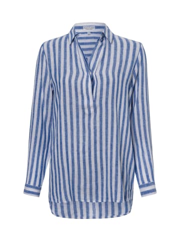 Marie Lund Tunikabluse mit Leinen-Anteil in blau weiß - 0004