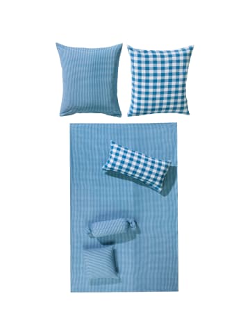 Erwin Müller Seersucker Wendebettwäsche in blau-weiß