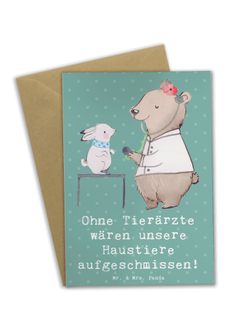Mr. & Mrs. Panda Grußkarte Tierarzt Helden mit Spruch in Meeresbrise