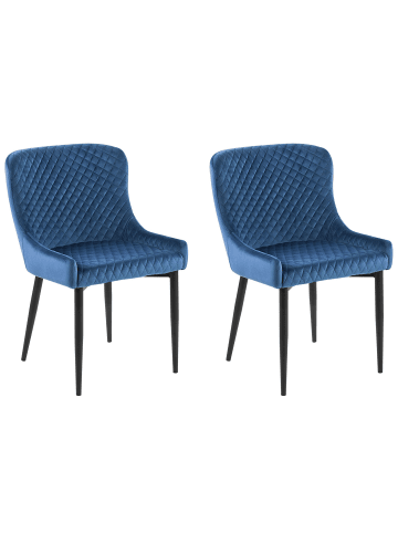 Beliani 2er-Set Esszimmerstuhl SOLANO in Blau/Schwarz