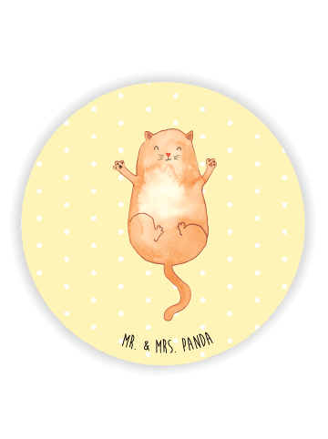 Mr. & Mrs. Panda Rund Magnet Katze Umarmen ohne Spruch in Gelb Pastell