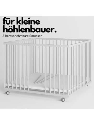 Sämann Sämann Laufgitter mit Schlupfsprossen - weiß mit Matratze