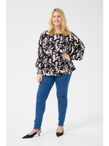 KAFFE curve Langarm-Bluse KClurana Regular fit in Black/Pink Graphic Strokes