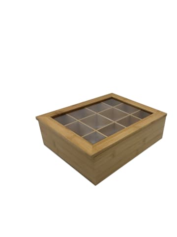 relaxdays Teebox in Natur - (B)28 x (H)8 x (T)23 cm