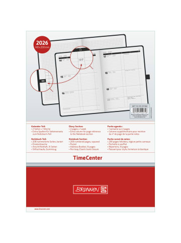 BRUNNEN Buchkalender 725 1 Woche/2 Seiten 14,8x21cm A5 Baladek-Einband schwarz 2026