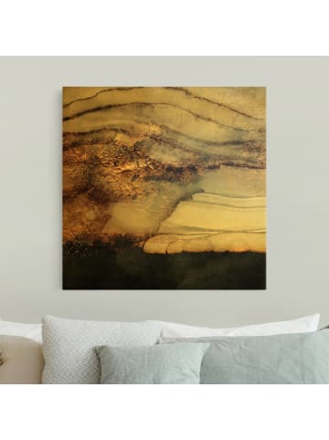 WALLART Leinwandbild Gold - Goldener Marmor gemalt in Schwarz