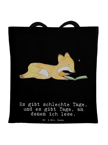 Mr. & Mrs. Panda Shopping Tasche Fuchs Lesen mit Spruch in Schwarz