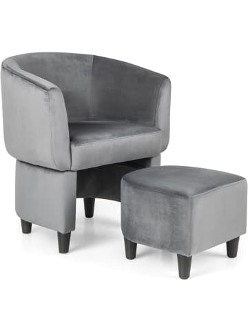 COSTWAY Sessel mit Fußhocker in Grau