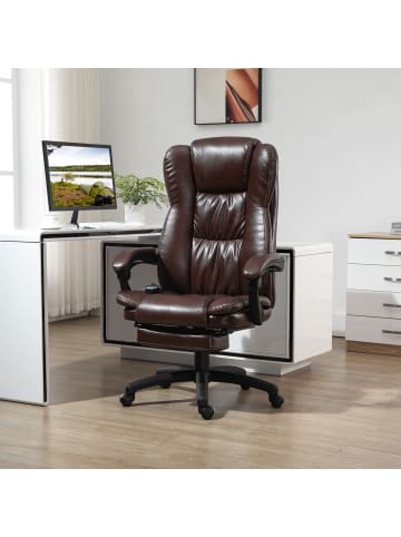 Vinsetto Bürostuhl mit Massagefunktion-68,5B x 68,5T x 113-121H cm-Braun
