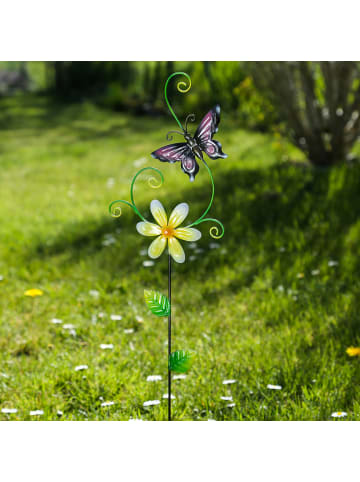 MARELIDA Gartenstecker Blume mit Schmetterling Deko Gartenspieß H: 62cm in bunt