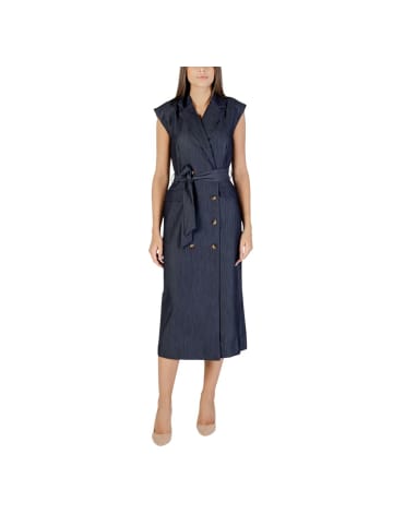 ICHI Blau Polyester Langes Kleid