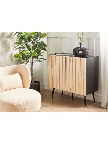 Beliani Sideboard DALCROSS in Braun/Schwarz - (W) 80 x (H) 80 x (L) 43 cm