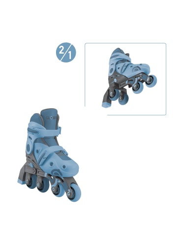 GLOBBER LEARNING SKATES 2in1 verstellbare Rollschuhe und Inlineskates in blau, Gr. 26-29