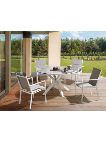 Beliani 5-tlg Gartentisch Set MALETTO/BUSSETO in Weiß/Grau/Braun