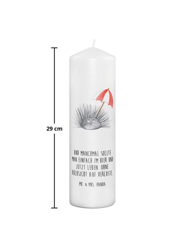 Mr. & Mrs. Panda Kerze Seeigel mit Spruch in Weiß