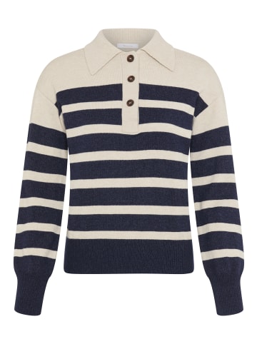 Tamaris Strickpullover in beige-marine gestreift