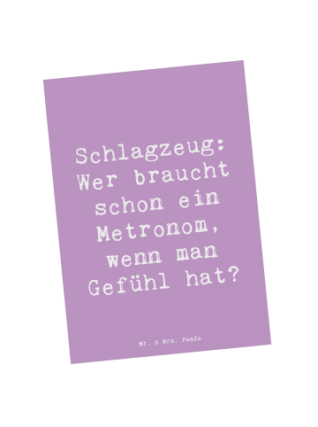 Mr. & Mrs. Panda Motivkarte Spruch Schlagzeug Gefühl mit Spruch in Lavendeltraum