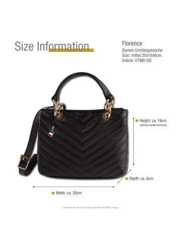 Florence Leder Umhängetasche Florence Tasche schwarz ca. 20cm