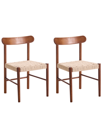 Beliani 2er-Set Esszimmerstuhl EAGAN in Braun/Beige