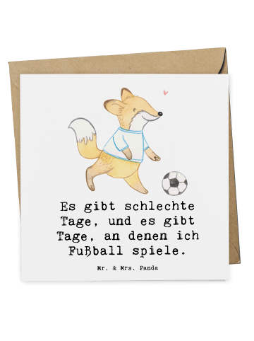 Mr. & Mrs. Panda Deluxe Karte Fuchs Fußball spielen mit Spruch in Weiß