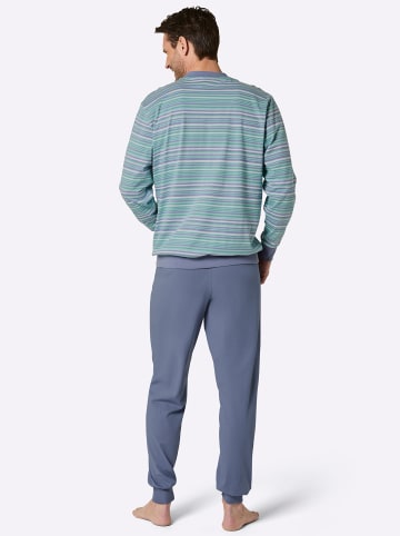 WITT WEIDEN Schlafanzug in taubenblau-salbei-gestreift