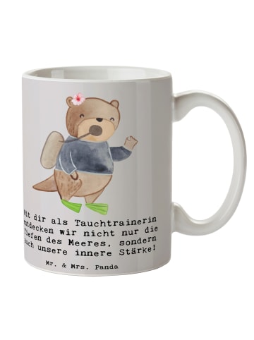 Mr. & Mrs. Panda Tasse Tauch Trainerin Stärke mit Spruch in Grau Pastell