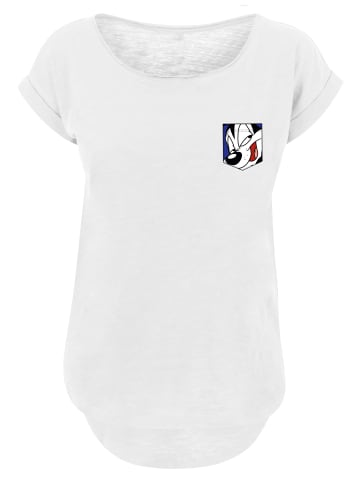 F4NT4STIC Long Cut T-Shirt Looney Tunes Pepe Le Pew Face Faux Pocket in weiß