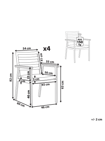 Beliani 4er-Set Esszimmerstuhl CAVOLI in Weiß/Beige/Braun
