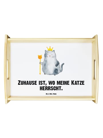 Mr. & Mrs. Panda Serviertablett Katze König mit Spruch in Weiß