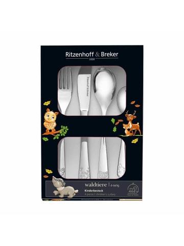 Ritzenhoff & Breker 4er Set Kinderbesteck Waldtiere in silber
