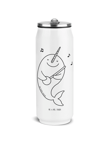 Mr. & Mrs. Panda Sport Trinkflasche Narwal Gitarre ohne Spruch in Weiß