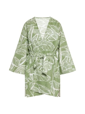 Albee Women Kimono in Grün Wollweiss