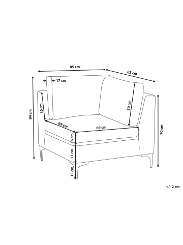 Beliani Sofaelement EVJA in Grau - (W) 85 x (H) 84 x (L) 85 cm