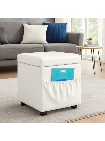 möbel-direkt Sitzhocker Polsterhocker in cremeweiß