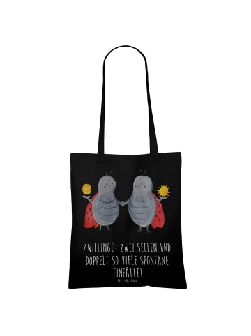 Mr. & Mrs. Panda Tragetasche Zwillinge Abenteuer mit Spruch in Schwarz