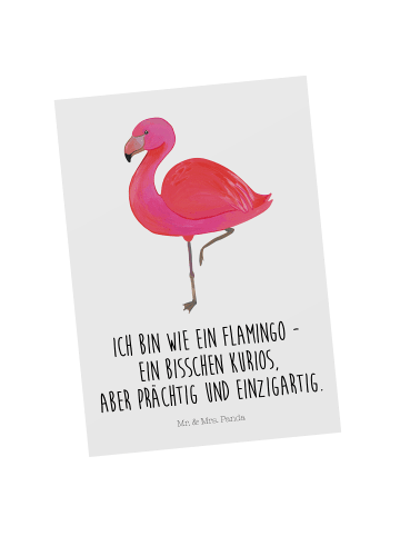 Mr. & Mrs. Panda Grußkarte Flamingo Classic mit Spruch in Weiß