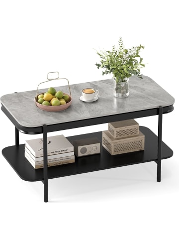 COSTWAY Couchtisch Marmor 90 x 50 x 45,5 cm in Grau
