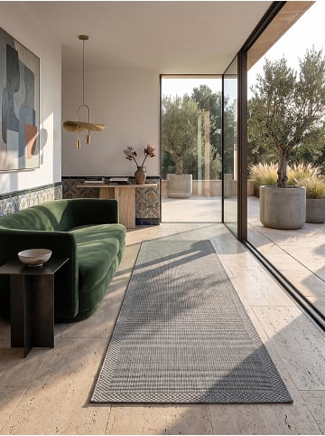 KADIMA DESIGN Läufer Uni flachgewebt pflegeleicht Wohnzimmer Flur Esszimmer Wohnraum in Grau