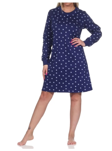 NORMANN langarm Nachthemd Bündchen Kuschel interlock gepunktet - 76418 in Grau