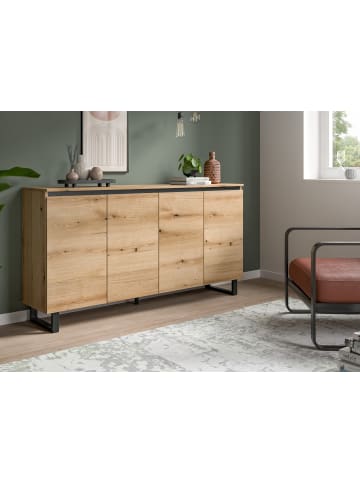 Inn.Furn Sideboard Evoke Eiche mit schwarz, Kommode 160 x 84 cm mit Soft-Close, Gelia