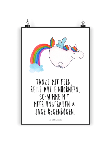 Mr. & Mrs. Panda Bild Einhorn Fliegendes Pferd mit Spruch in Weiß