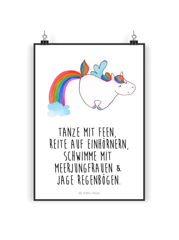 Mr. & Mrs. Panda Poster Einhorn Pegasus mit Spruch in Weiß