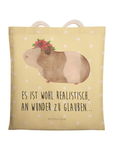 Mr. & Mrs. Panda Einkaufstasche Meerschweinchen Weisheit mit Spruch in Gelb Pastell